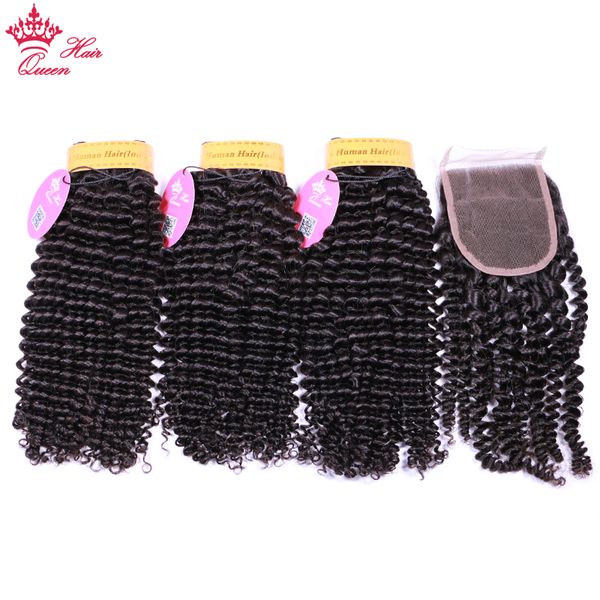 

indian kinky curly hair bundles with closure virgin human raw hair extensions bundle with lace closure queen hair products ing, Black;brown