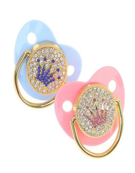 

pacifiers crown rhinestones bling gold pacifier baby dummy infant lollipop chupeta7299462