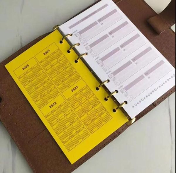 

leather notebook bags holder credit case book cover fashion diary small ring agenda planner notebooks wih dust bag and box#158877, Brown;gray