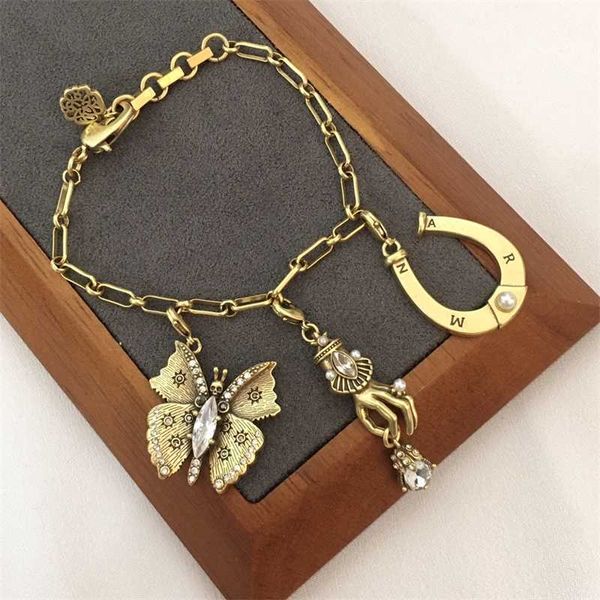 

fashion design jewelry new butterfly ghost water horseshoe bracelet personalized trendy and exaggerated hip hop network popular style, Silver