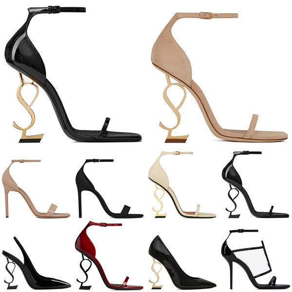 

2023 women dress shoes luxury designer high heels 8cm 10cm 12cm leather patent triple black gold silver womens lady fashion sandals party we