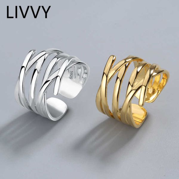 

band rings livvy silver color open ring for women ins minimalist irregular cross pattern gold color jewelry bijoux birthday p230411