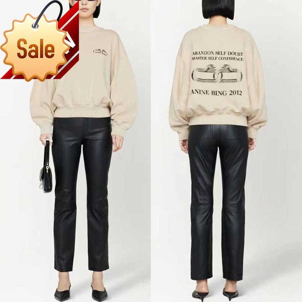 

anine bing women designer pullover sweatshirt snake letter loop button print fleece hoodie round neck sweater motion current 36essesse, Black