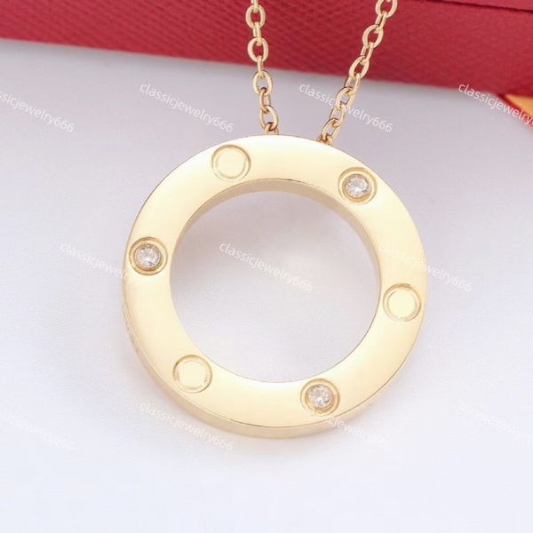 

fashion pendant necklace circular necklace women's diamond party jewelry gift punk necklace link collier women with box, Silver