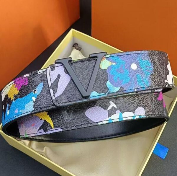 

2023 belt for women fashion buckle genuine leather belt width 38mm highly quality with box designer brilliant colorful coating men women bel, Black;brown