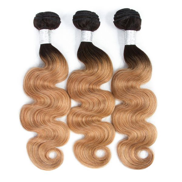 

ombre body wave hair bundles 1b 27 honey blonde peruvian hair bundles ombre hair remy brazilian hair weave 8-26 inch, Black