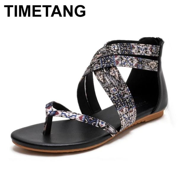 

sandals bohemian ethnic style retro seaside holiday roman beach flat women s shoes 230411, Black
