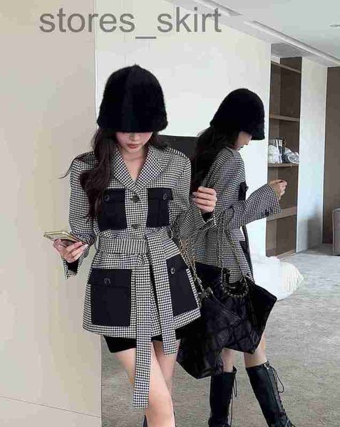 

women's jackets designer grade autumn winter houndstooth tweed coat overcoat leisure women spring coats cardigan christmas gift hbzv, Black;brown