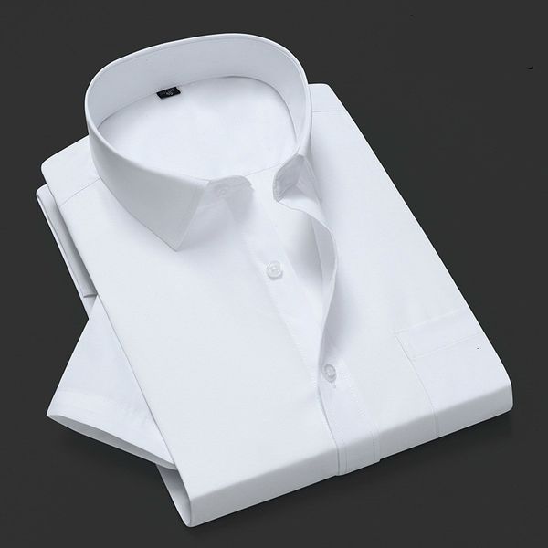 

men's casual shirts quality summer pure color large size men shirt short sleeve slim fit formal men's white shirt business male so, White;black