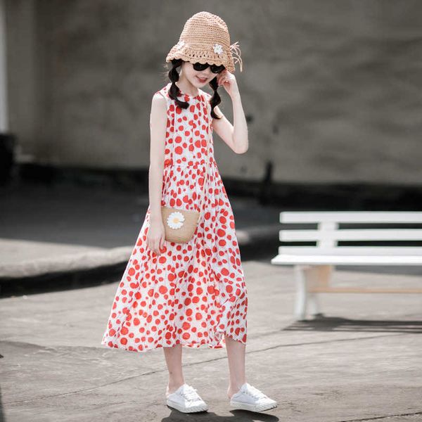 

girl's dresses dot kids summer clothes 2022 new girls midi dress baby clothing children teen clothes mommy and daughter beach #6325 aa2, Red;yellow