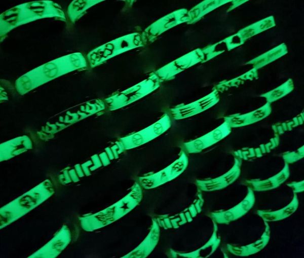 

whole 100pcs mix band glow in the dark 316l stainless steel ring jewelry lots332z8666134, Silver