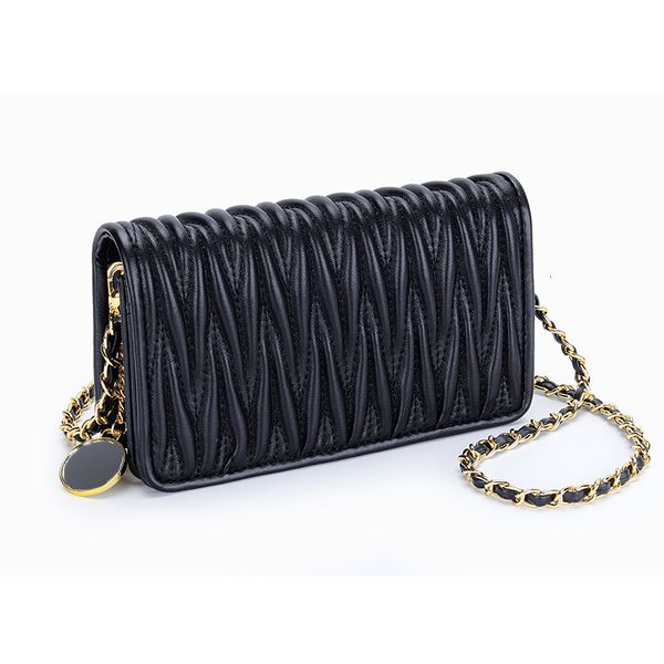 

evening bags sheepskin pleated chain diagonal bag women s leather one shoulder underarm mobile phone bag mini ins small square women 230411