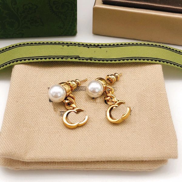 

2023 designer earring ggity brand stud earing luxury women fashion jewelry metal letter double g logo crystal pearl earring cjeweler women&#, Golden;silver