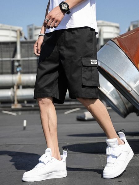 

men s shorts men side flap pocket drawstring waist aechoice 220410, White;black