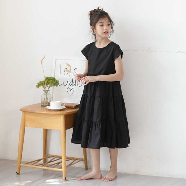 

girl's dresses 2021 summer teenager girls loose leisure dress kids girls cotton elegant dresses long style children new dresses brief #, Red;yellow