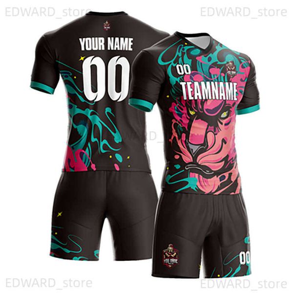 

men's tracksuits football uniform set men's full body printed jersey game training uniform sublimated personalized design t230411, Gray