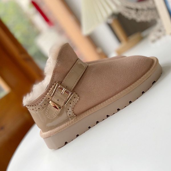 

new designer classical short fluffy women snow boots sky grey keep warmboot womens plush casual warm boots sheepskin suede shoes chestnut si, Black