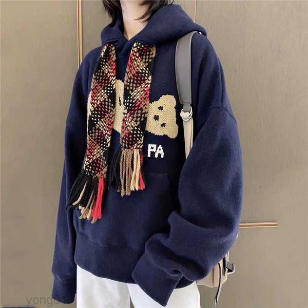 

pa designer hoodie mens sweatshirt plam bear embroidery hooded sweater loose oversize pullover coat men women hoodies, Black
