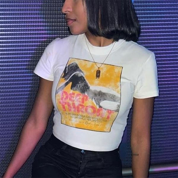 

womens tshirt tie dye short sleeve tshirt graphic letter printing y2k apparel aesthetics crop retro baby street expression 230410, White