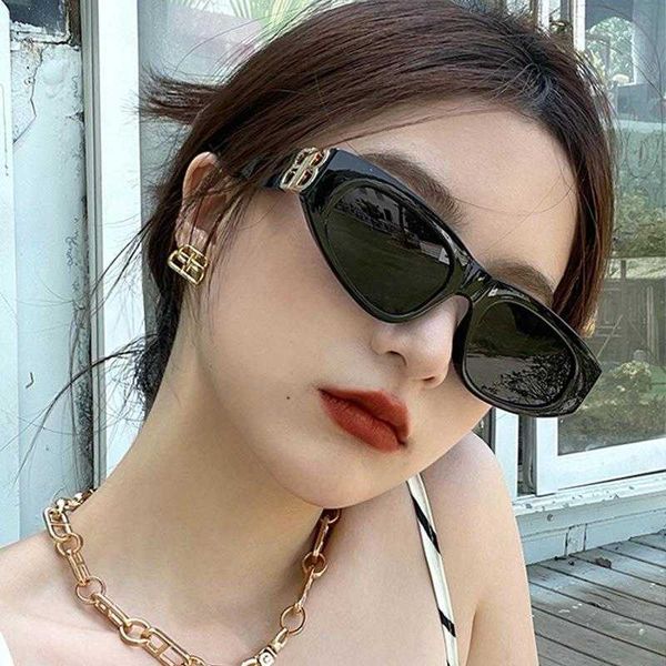 

fashion sunglasses ins personality cats eye retro hollow b sun glasses tide, White;black