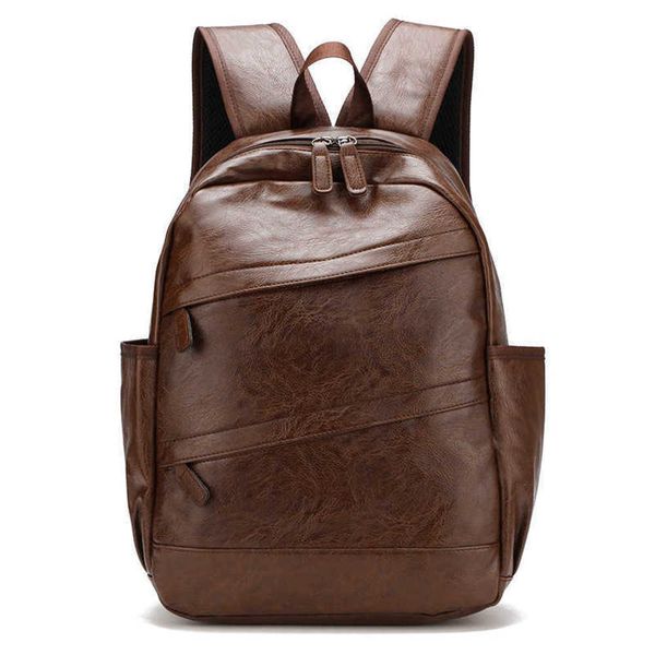 

backpack men's pu leather fashion trend men's backpack 2020 new korean version academic style simple and versatile backpack 230411