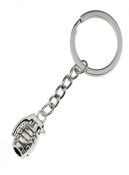 

new creative antique silver 3d military grenades model pendant keychain key chain ring for car key holder party unique jewelry 8516664346, Slivery;golden