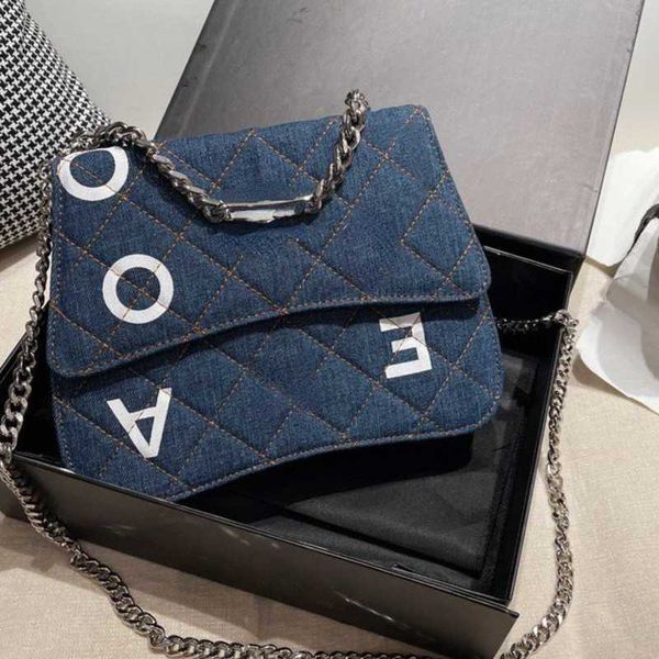 

flap bag denim underarm luxury shoulder bag silver chain crossbody purse designer women handbag messenger bags with gift box