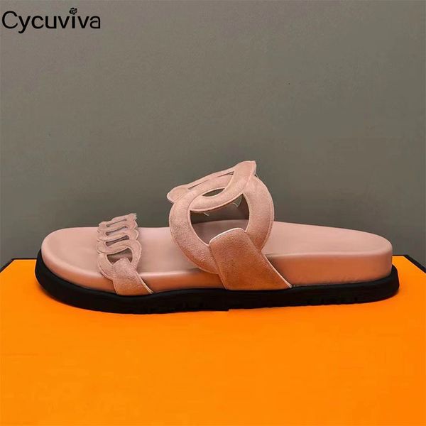 

slippers thick sole leather mules flat women round open toe outdoor beach shoes summer casual comfort holiday walk woman 230410, Black