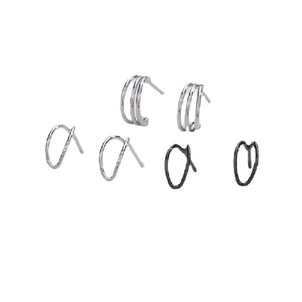 

line earrings simple men and women's basic models of matching hollow geometry double layer ear hook cold wind, Golden