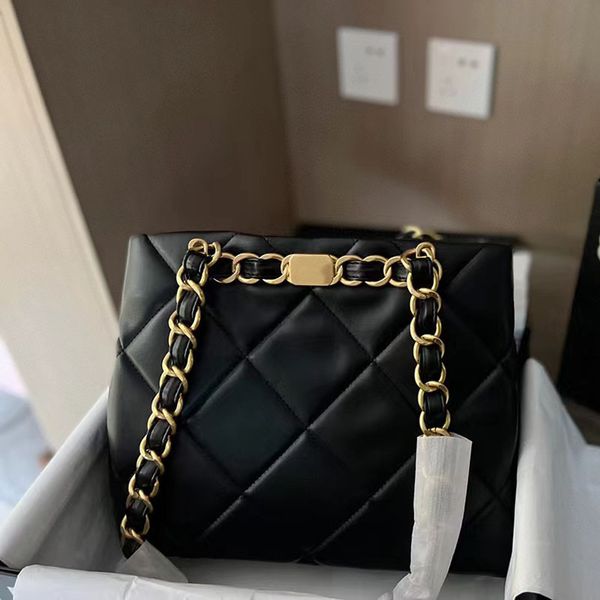 

tote bag soft lambskin leather shoulder bag small tote classic handbag quilted purse set with clutch purses for women diamond lattice 24cm