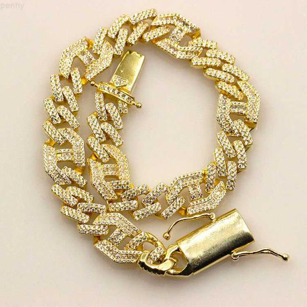 

gold plated hip hop cuban chain jewelry cz diamond decorated link bracelet, Silver