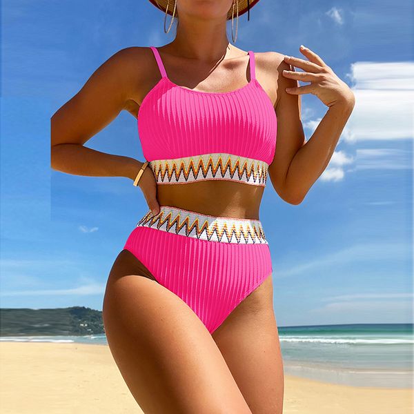 

women's swimwear women splicing high waist bikinis two piece webbing push up set fashion backless sling beachwear bathing suit 230411, White;black
