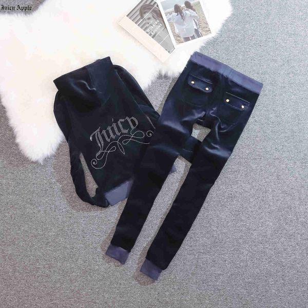

juicy apple tracksuit 2 piece sets womens outfits fashion casual autumn winter hoodie and sports pants suits streetwear sportswear, Gray