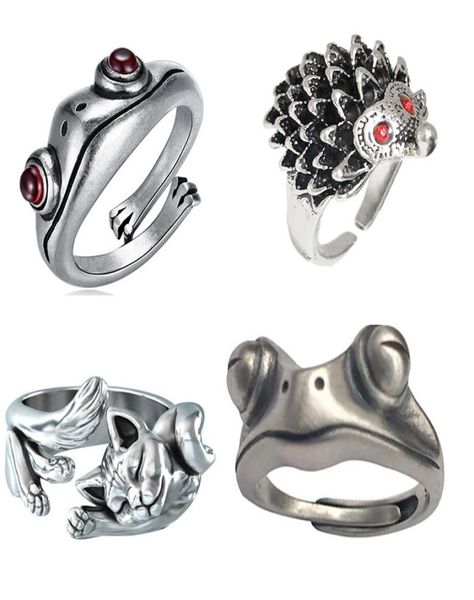 

red eyes frog ring hedgehog cat cute animal design jewelry for women whole c35197516, Golden;silver