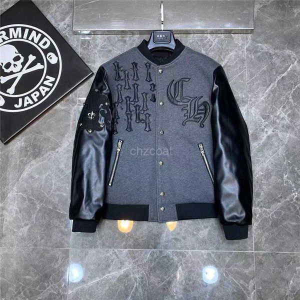

coat sleeves flocking leather baseball uniform luxury jacket rhudes single breasted warm jackets couples women men varsity coats men's, Black;brown
