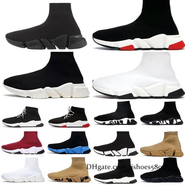 

mens woman designer socks casual shoes 2023 platform shiny knit speed 2.0 1.0 trainer runner sock shoe master embossed womens luxury sneaker, Black