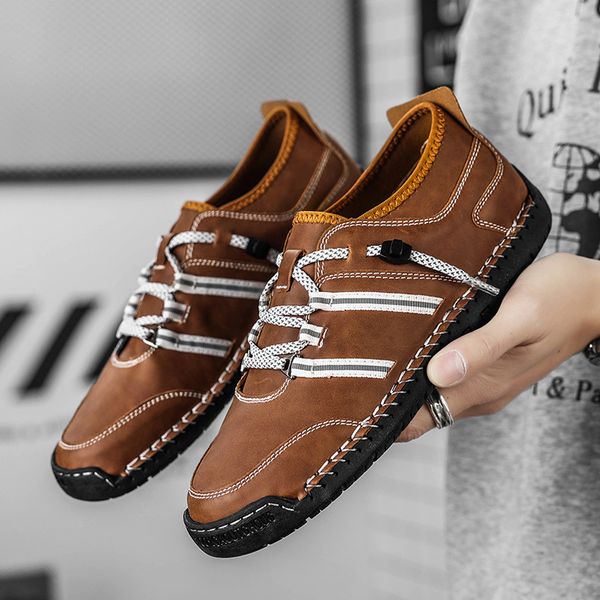 

men casual shoes leather designer sneakers italian males loafers brand moccasins breathable men driving shoes plus size 38-48, Red;white