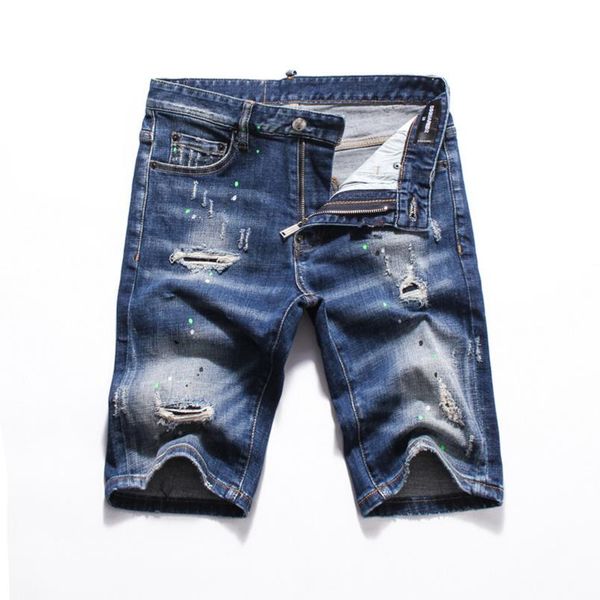 

d2 20ssmens short jeans straight lines holes tight jeans casual jean night club blue black cotton summer men's pants jnt eoe '&#03