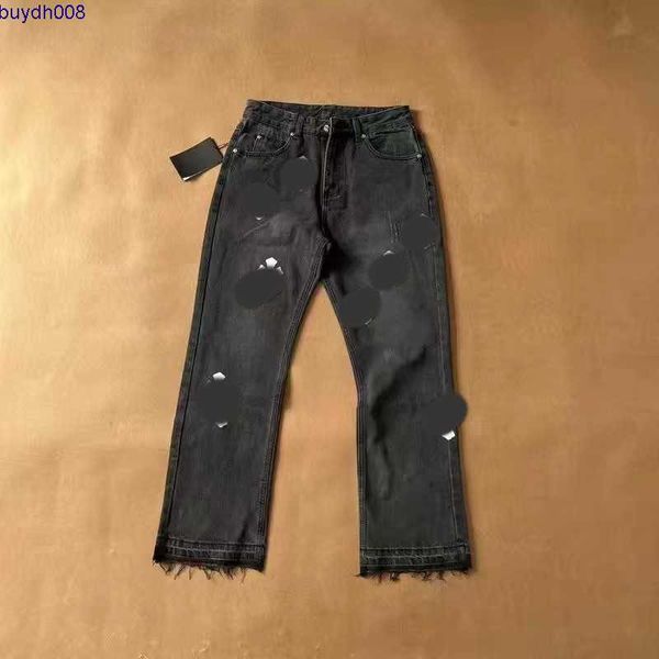 

tmuu men's and women's jeans pant 2023 fashion brand ch washed leather logo straight trousers for men and women couples siny, Blue