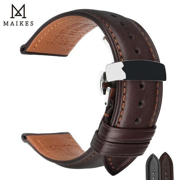 

watch bands calfskin genuine cow leather watchband belt 18mm 20mm 22mm 24mm watch strap bracelets butterfly buckle replacement watch band 23, Black;brown