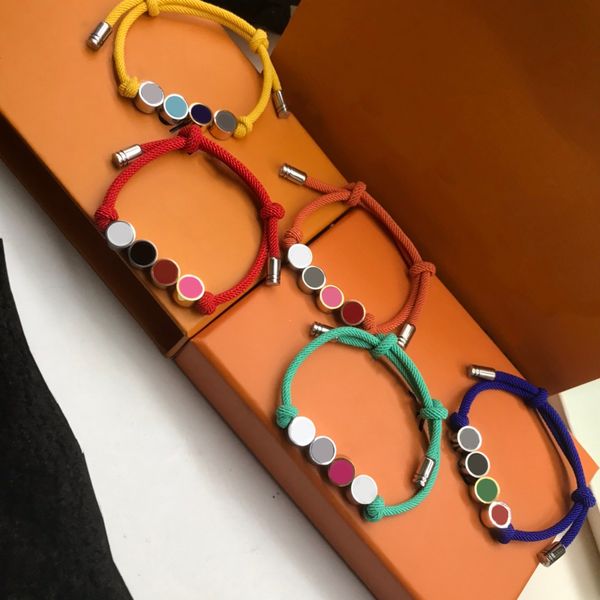 

luxury brand old flowers charm braceletst circle pendant handwoven hand rope purple orange red yellow green for women valentine day party je, Golden;silver