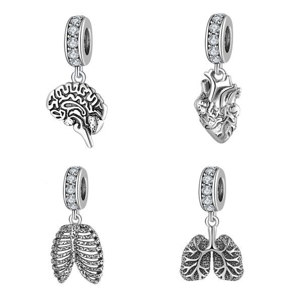 

charms 925 sterling silver nurse hat heart brain lungs ribs pendants beads fit charm silver 925 original bracelet fine jewelry making 230411, Bronze;silver