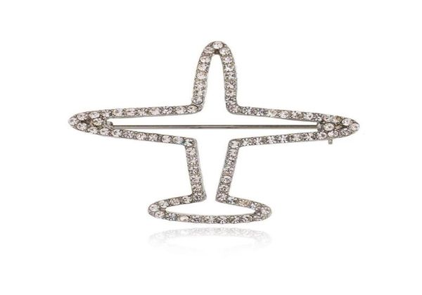 

new arrival silver color hollow airplane brooch pin fashion rhinestone brooches for women men jewelry b2489046583, Gray