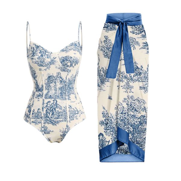 

2023 new printing simple and fashionable one-piece swimsuit sling-style slim gather bikini high waist open back beachwear, White;black