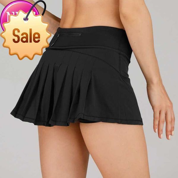 

l-197 yoga running pleated sports skirt breathable fitness tennis double-layer anti-exposure gym women slud, Gray