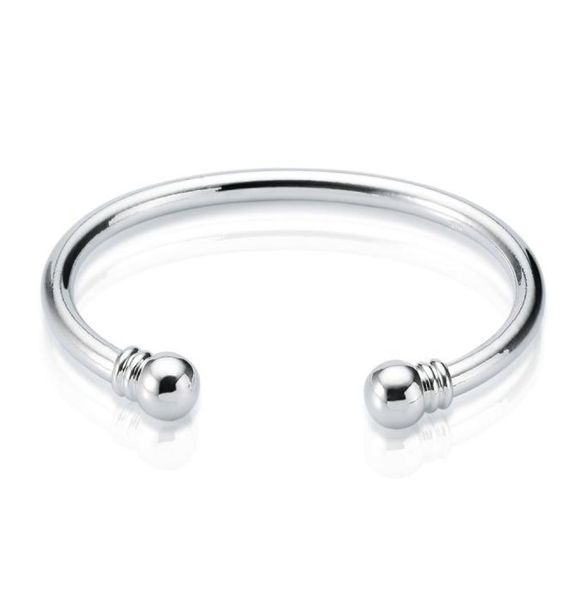 

new arrival 925 sterling silver cuff bangle torque plain bangle bracelet open size bracelet bangles for women 7699026, Black