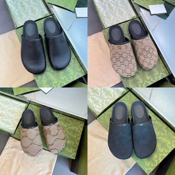 

summer slipper sandals designer shoes couples flat bottom slippers classic leather printing women leisure beach shoe outdoor leisure unisex, Black