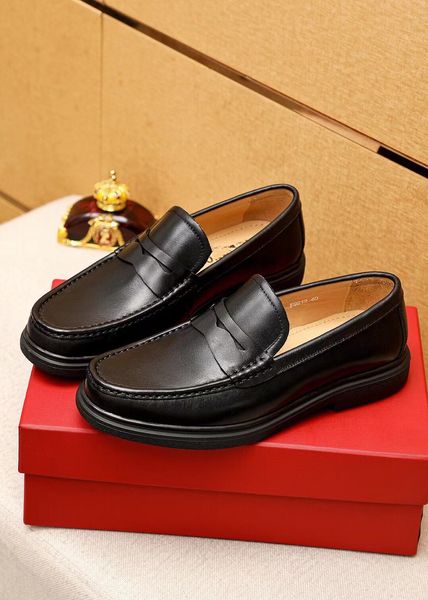

2022 men's dress shoes fashion groom wedding oxfords genuine leather oxfords men brand formal business casual loafers size 38-45, Black