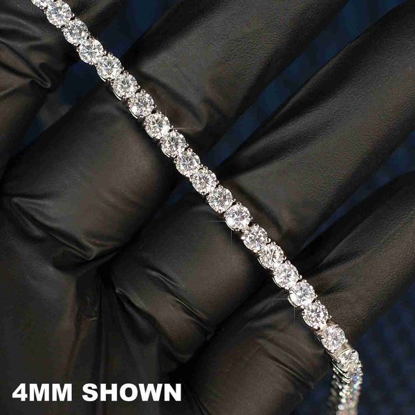

luxury iced out jewelry 4mm necklace vvs moissanite diamond custom silver tennis necklace
