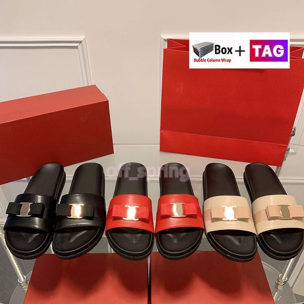 

with box womens luxury sandals flatform leather slide sandal fashion slippers designer women casual outdoor moccasins size 35-40, Black